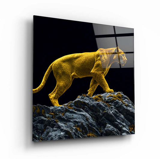 Gold Leopar Kare Cam Tablo