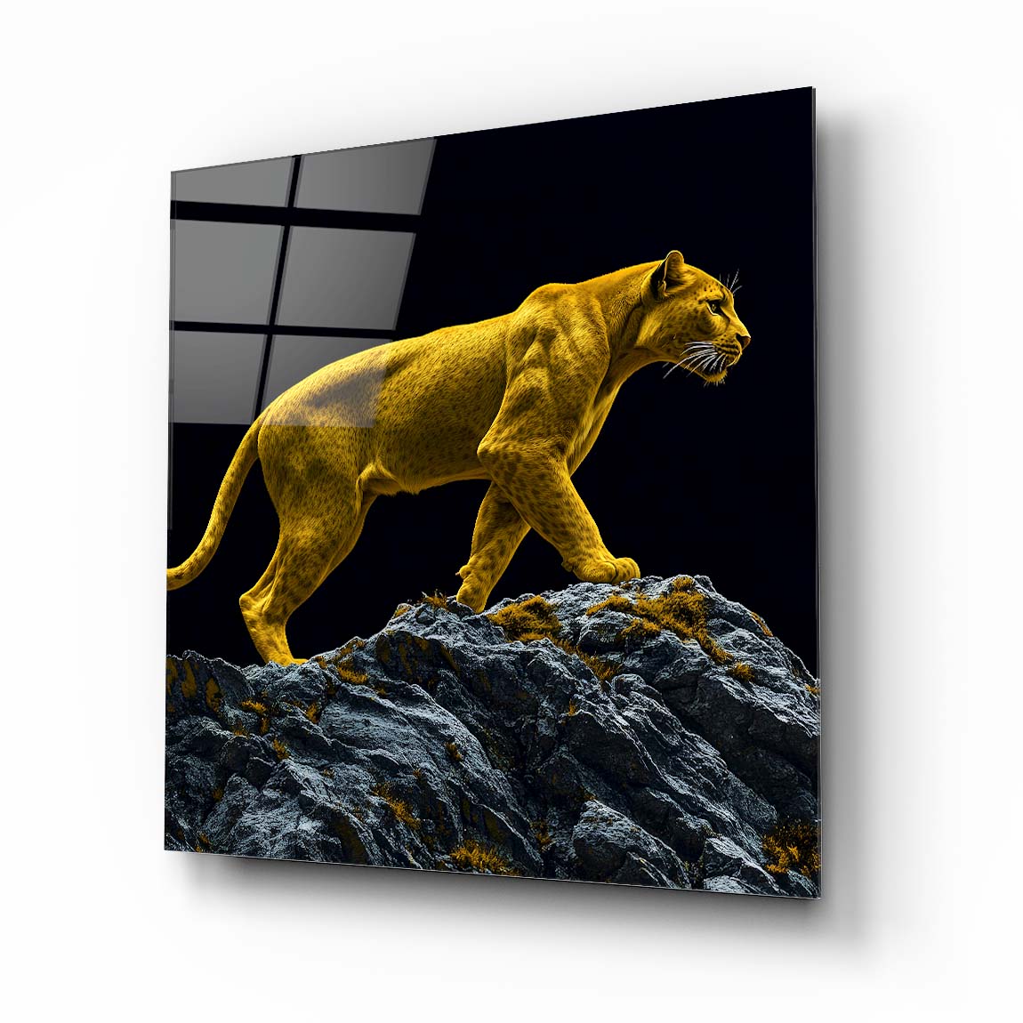 Gold Leopar Kare Cam Tablo
