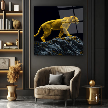 Gold Leopar Kare Cam Tablo