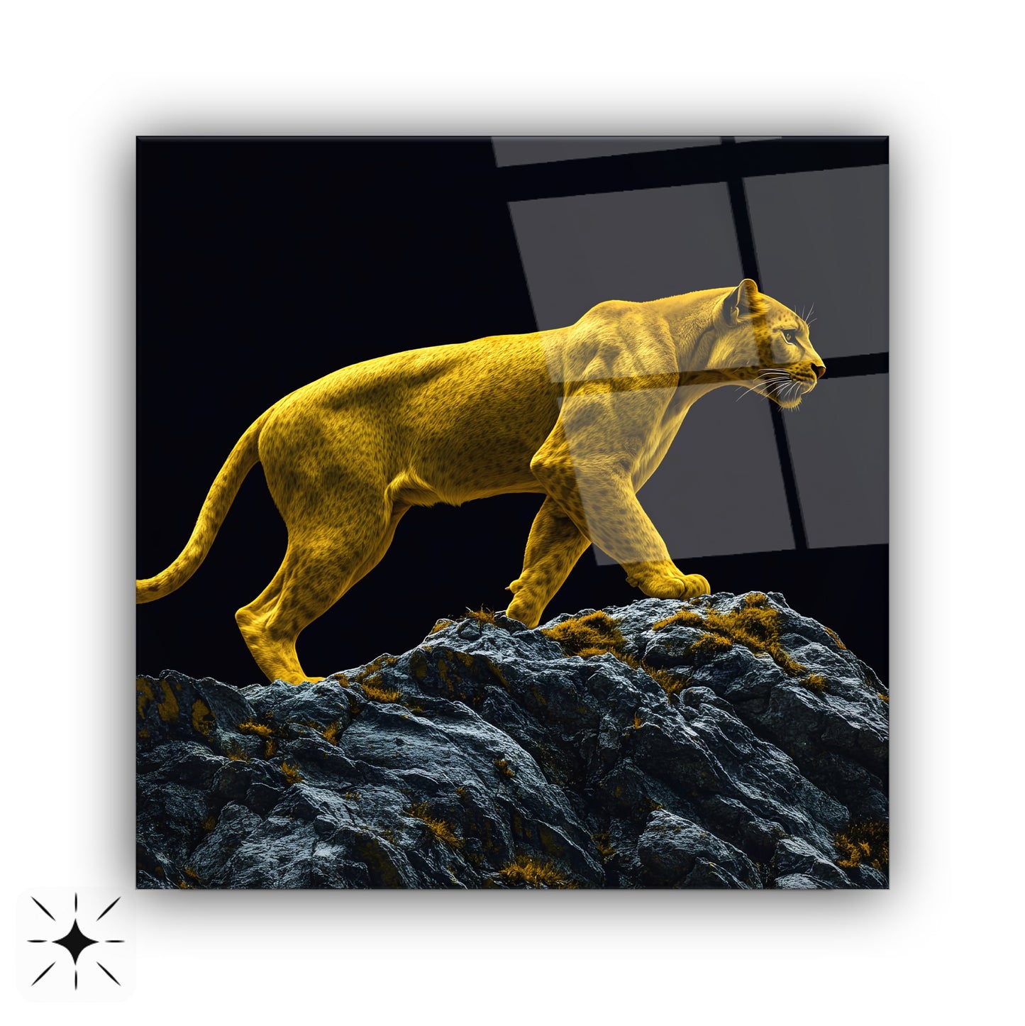 Gold Leopar Kare Cam Tablo