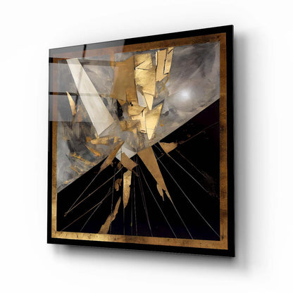 Soyut Gold Kare Cam Tablo