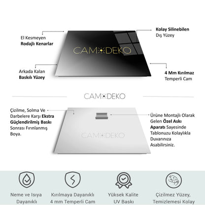 Soyut Kare Cam Tablo