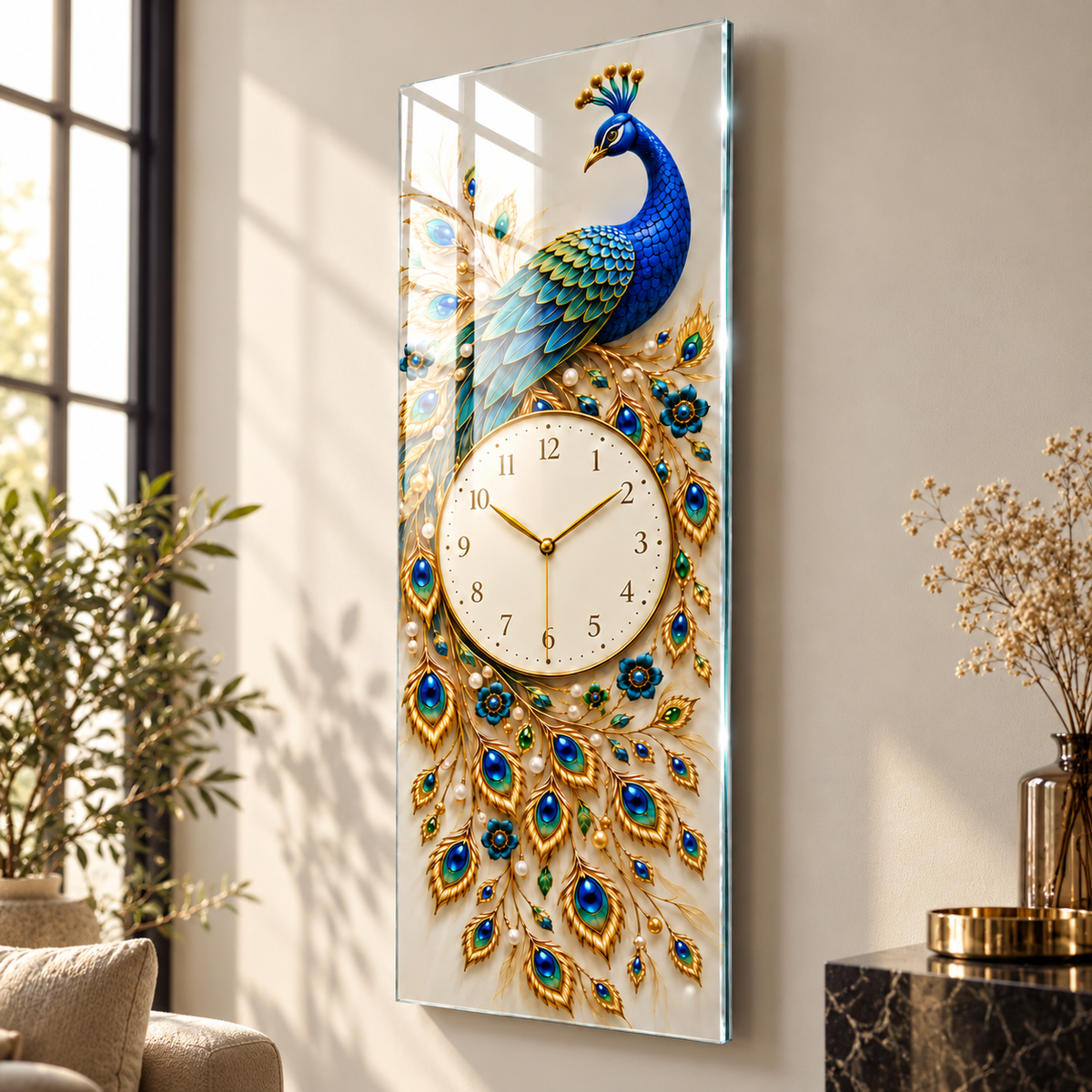 Mücevher Desenli Tavus Kuşu — 05 numaralı parlak cam yüzey görseli