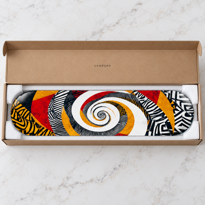 Beyaz Spiral ve Etnik Desenler yatay cam tablo — CAMDEKO koruyucu paketleme