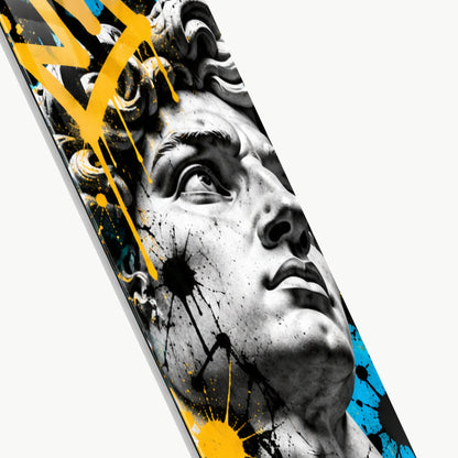 Grafiti Portre Dikey Skate Board Cam Tablo - UV baskı detayı