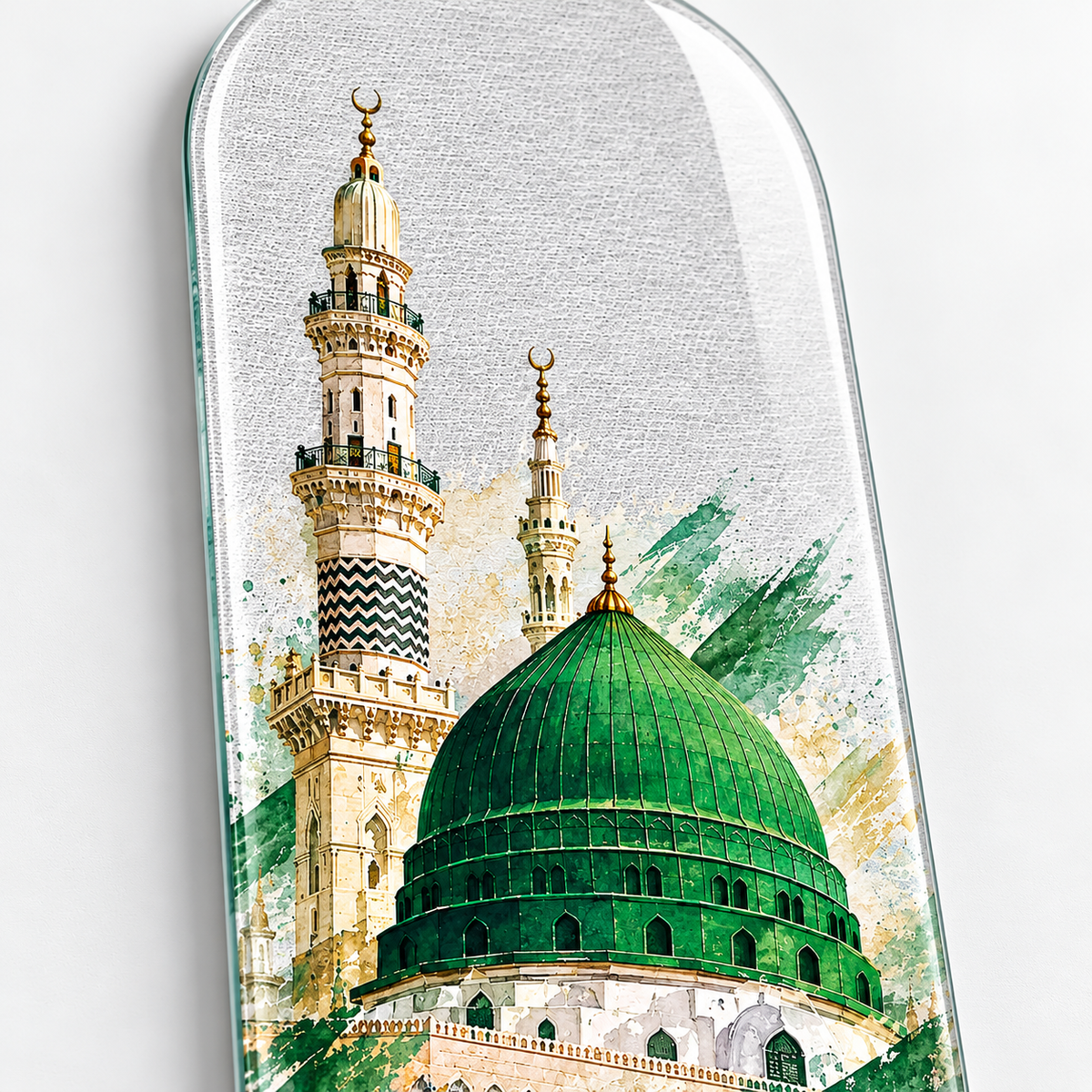Medine Yeşil Kubbe Salavat-ı Şerife Dikey Skate Board Cam Tablo - 4 mm cam detayı
