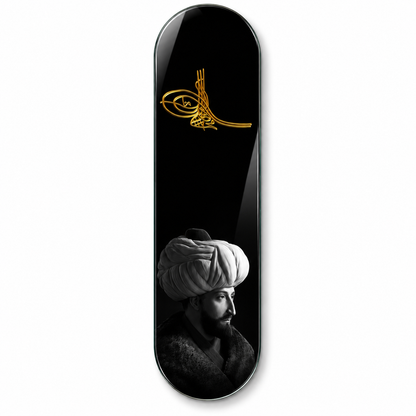 Osmanlı Tuğrası ve Siyah Beyaz Portre Dikey Skate Board Cam Tablo - Beyaz vitrin