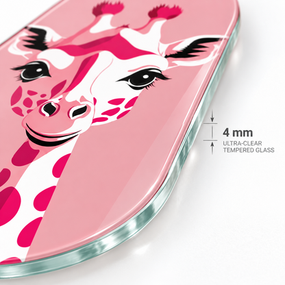 Pembe Zürafa Dikey Skate Board Cam Tablo - 4 mm cam kenarı