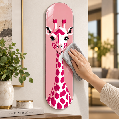 Pembe Zürafa Dikey Skate Board Cam Tablo - Kolay temizlik