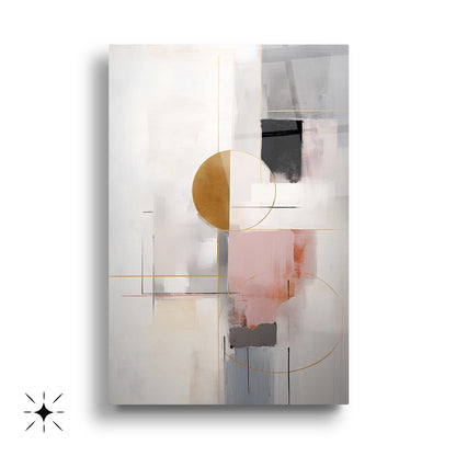 Soyut Pembe Gold Üçlü Set Cam Tablo