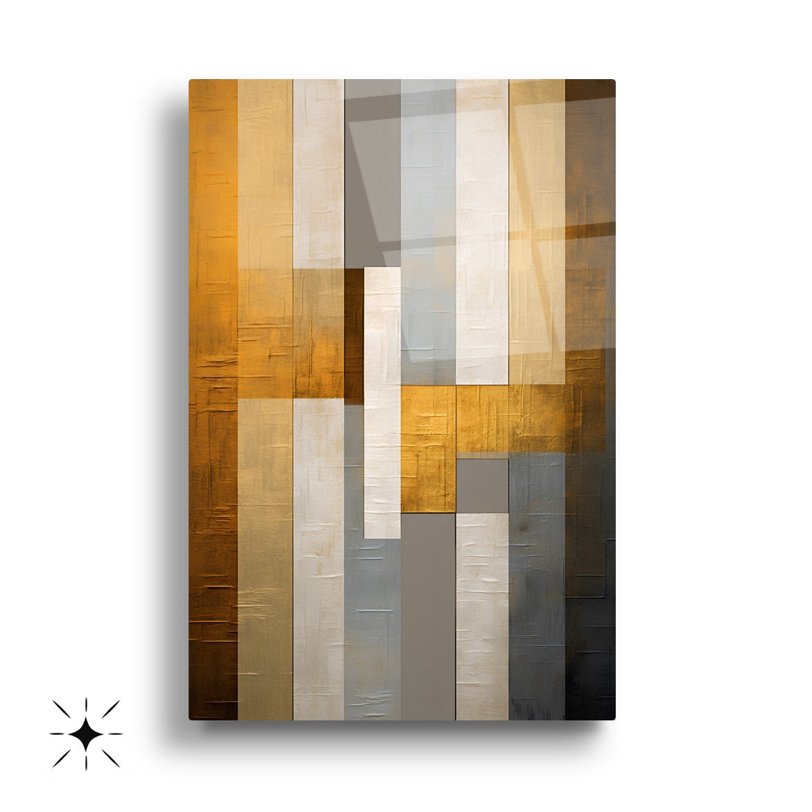 Soyut Turuncu Üçlü Set Cam Tablo