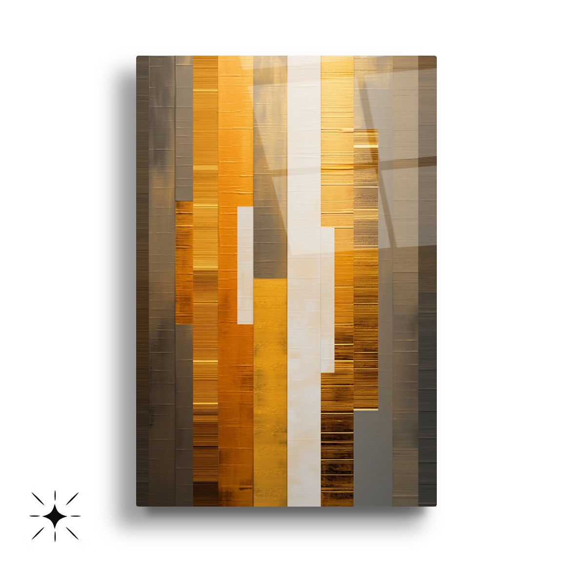 Soyut Turuncu Üçlü Set Cam Tablo