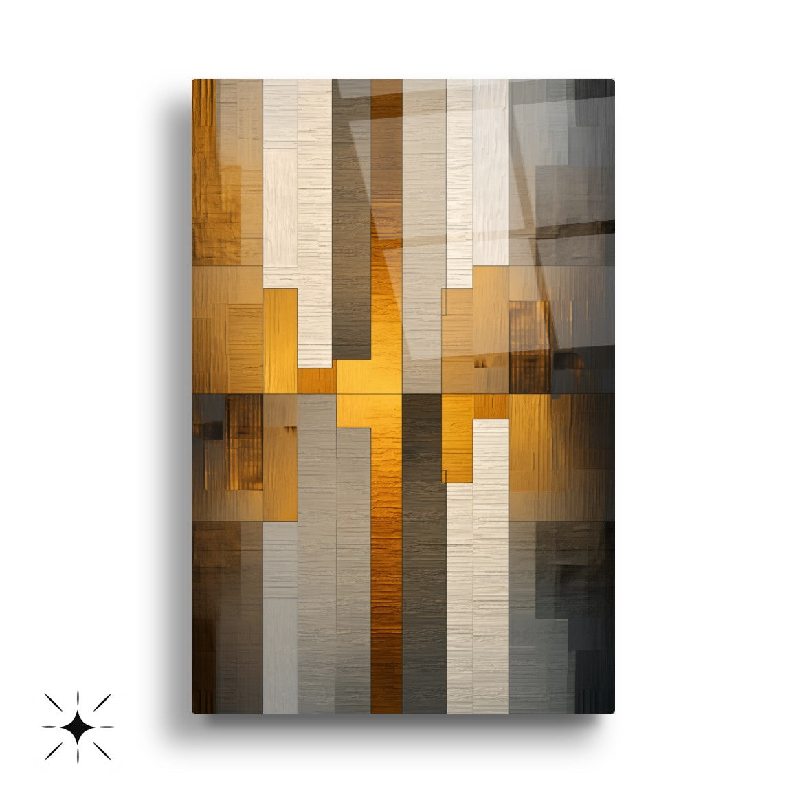 Soyut Turuncu Üçlü Set Cam Tablo