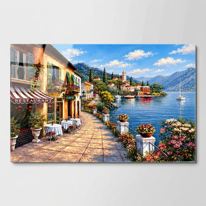Akdeniz Sahil Cafe Manzaralı Yatay Cam Tablo
