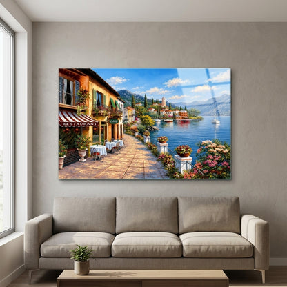 Akdeniz Sahil Cafe Manzaralı Yatay Cam Tablo