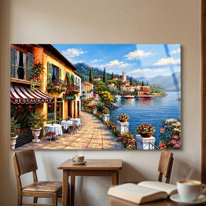 Akdeniz Sahil Cafe Manzaralı Yatay Cam Tablo
