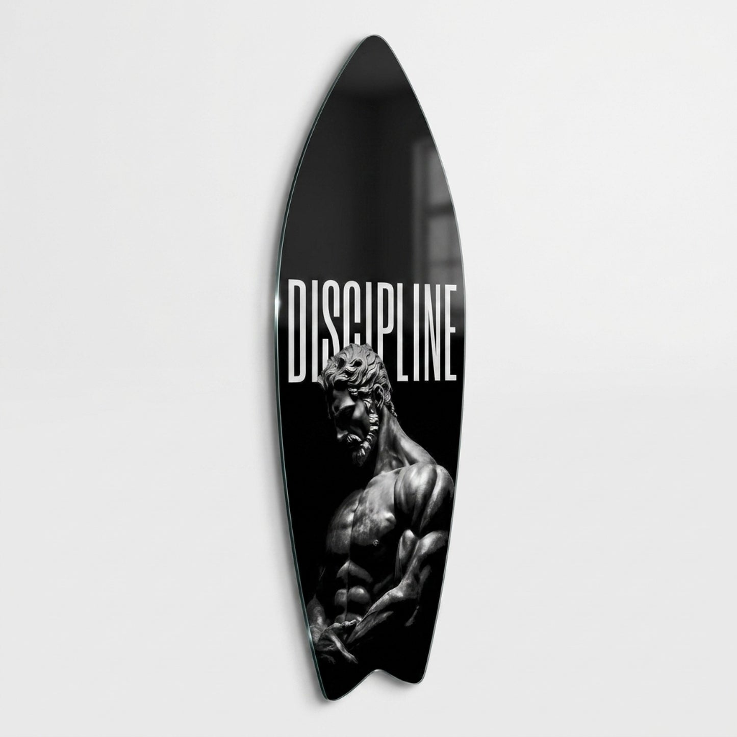 Discipline Disiplin Yazılı Heykel Tablosu Surf Board Cam Tablo
