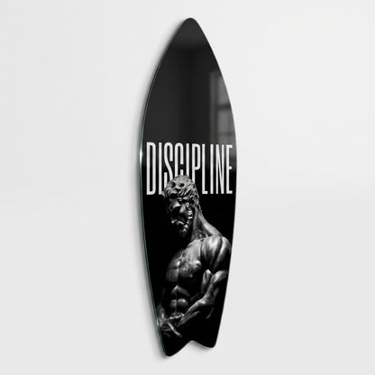 Discipline Disiplin Yazılı Heykel Tablosu Surf Board Cam Tablo
