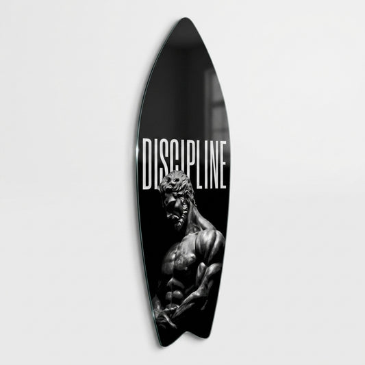 Discipline Disiplin Yazılı Heykel Tablosu Surf Board Cam Tablo