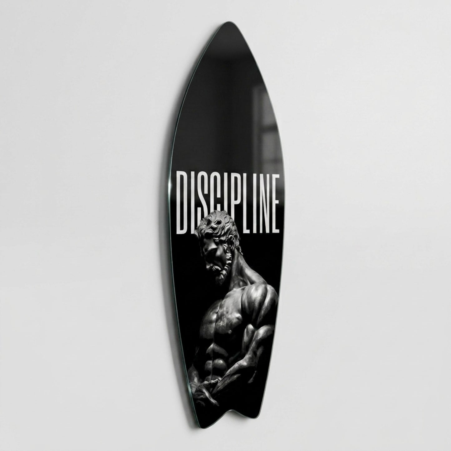 Discipline Disiplin Yazılı Heykel Tablosu Surf Board Cam Tablo