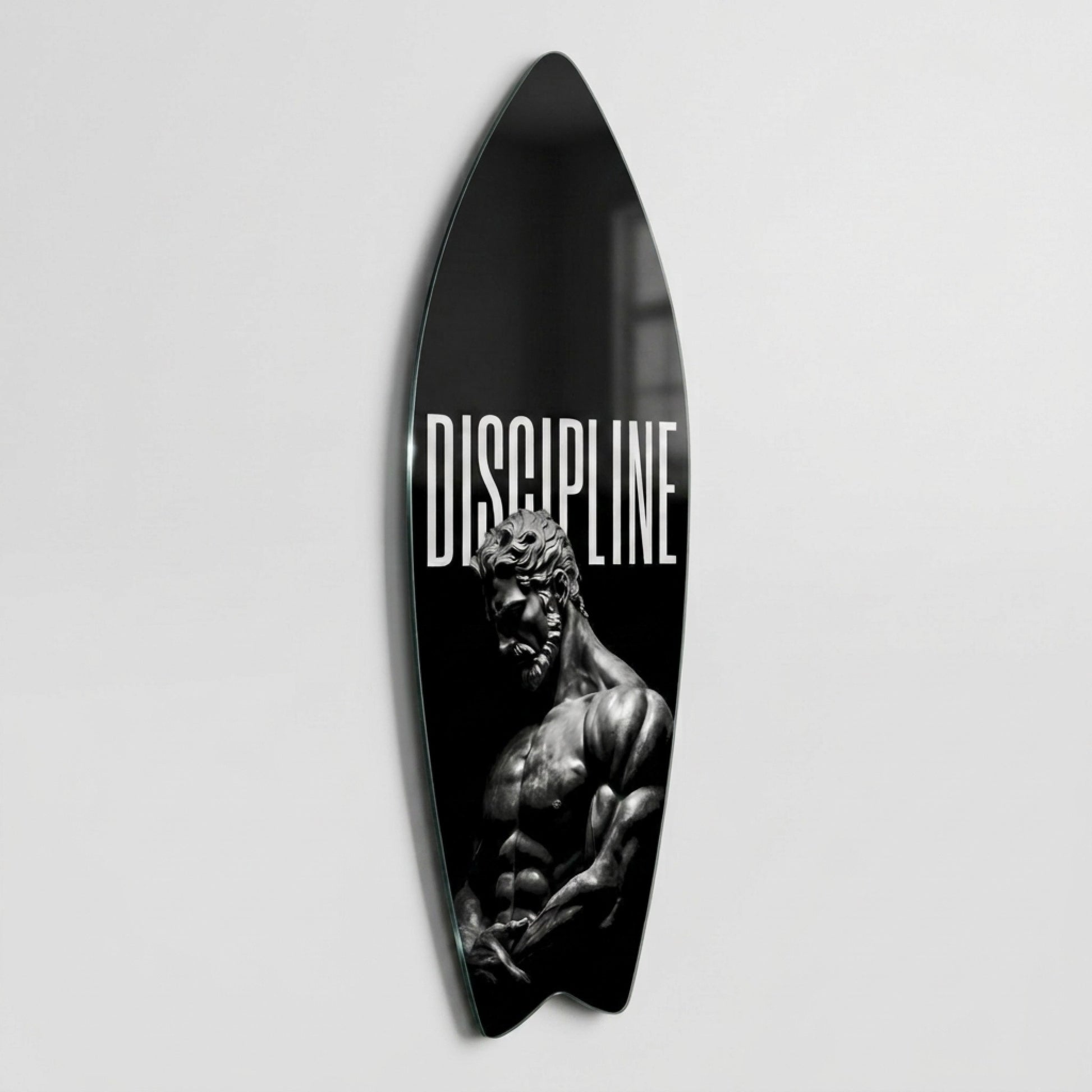 Discipline Disiplin Yazılı Heykel Tablosu Surf Board Cam Tablo