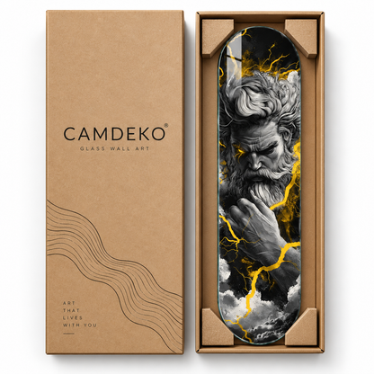CAMDEKO güvenli paketleme - altın şimşekli Zeus Skate Board cam tablo