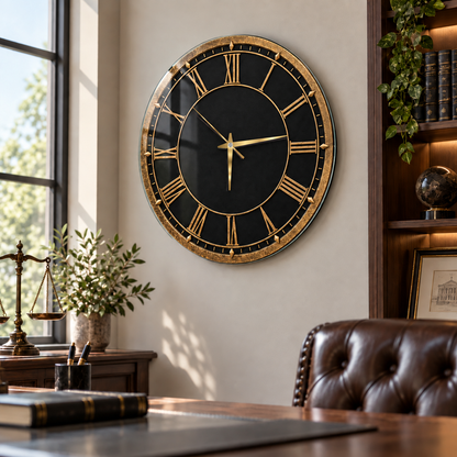 Antik gold Roma rakamlı cam saat - ofis ve çalışma odası