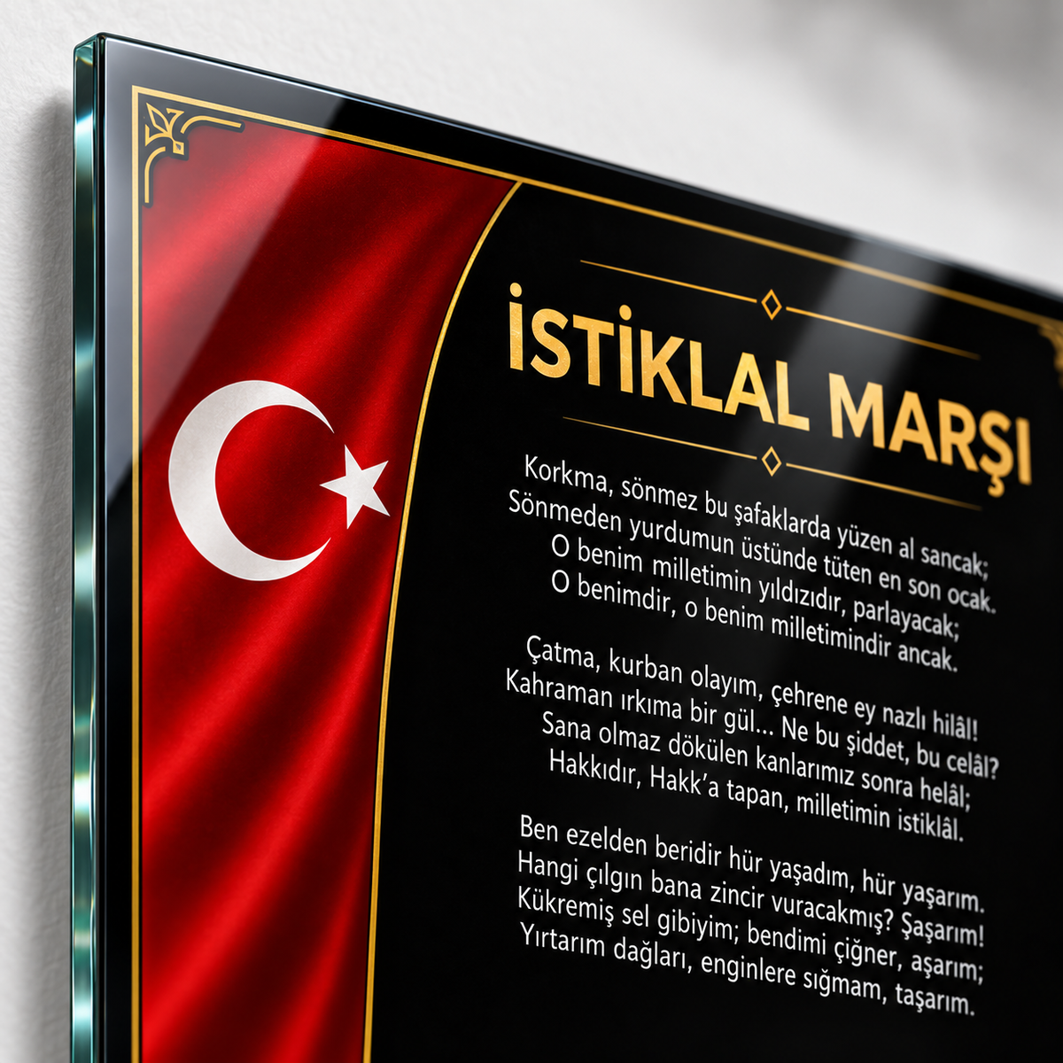 Atatürk Köşesi yüksek çözünürlüklü UV baskı ve cam yüzey detayı