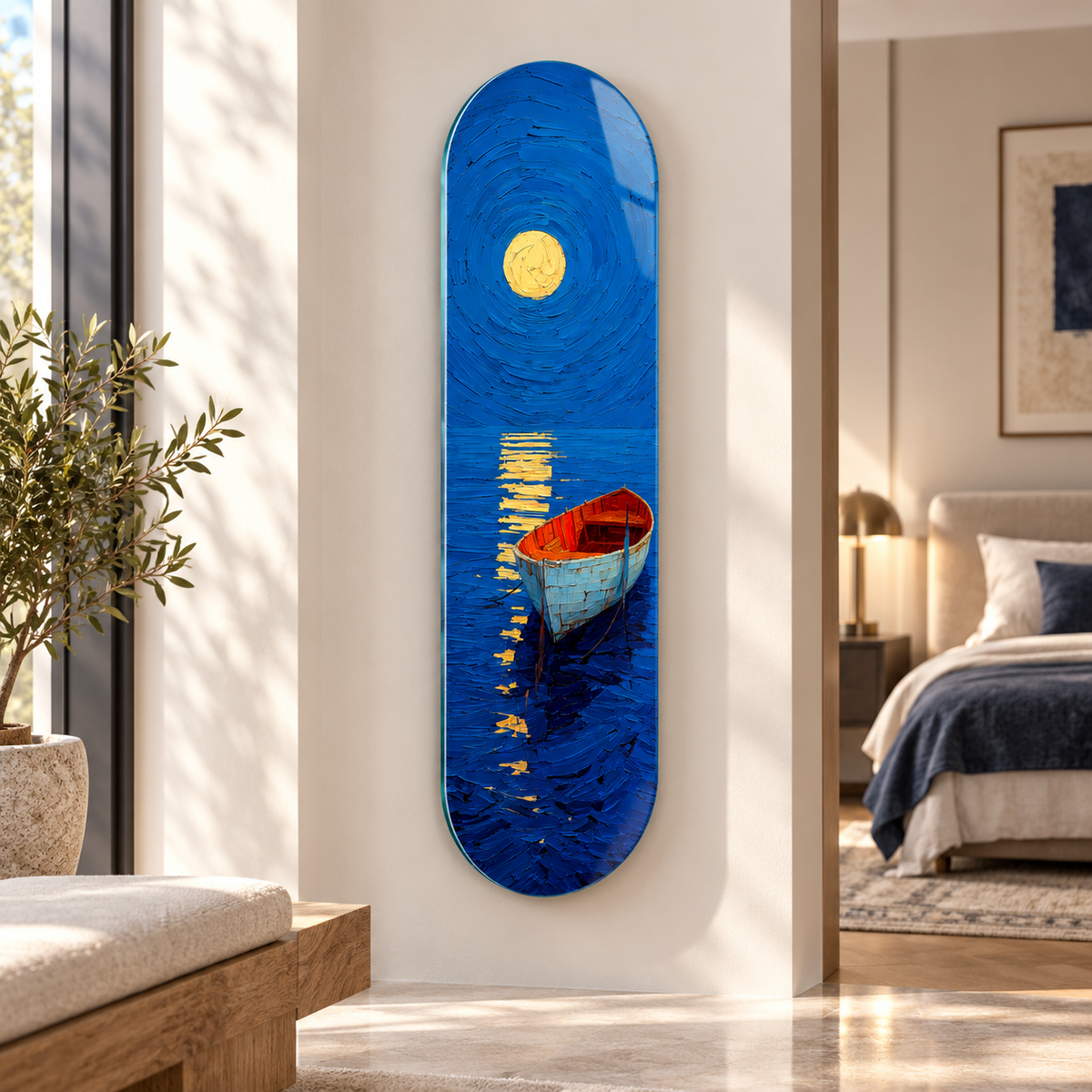 Ay ışığında tekne Skate Board cam tablo - alternatif premium mekan
