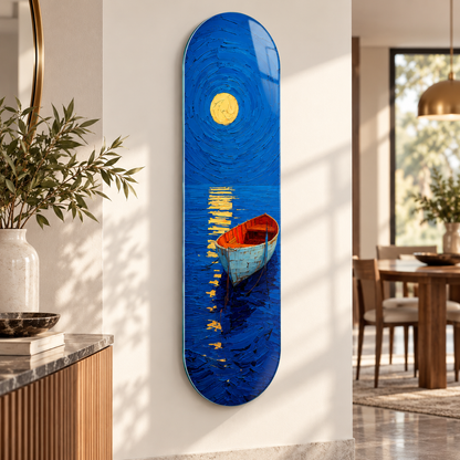 Ay ışığında tekne temalı Skate Board cam tablo - farklı premium mekan