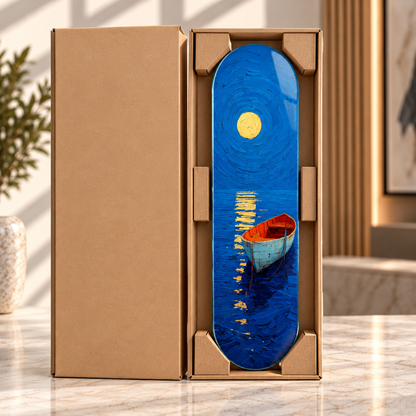 CAMDEKO koruyuculu kraft paketleme - ay ışığında tekne Skate Board cam tablo