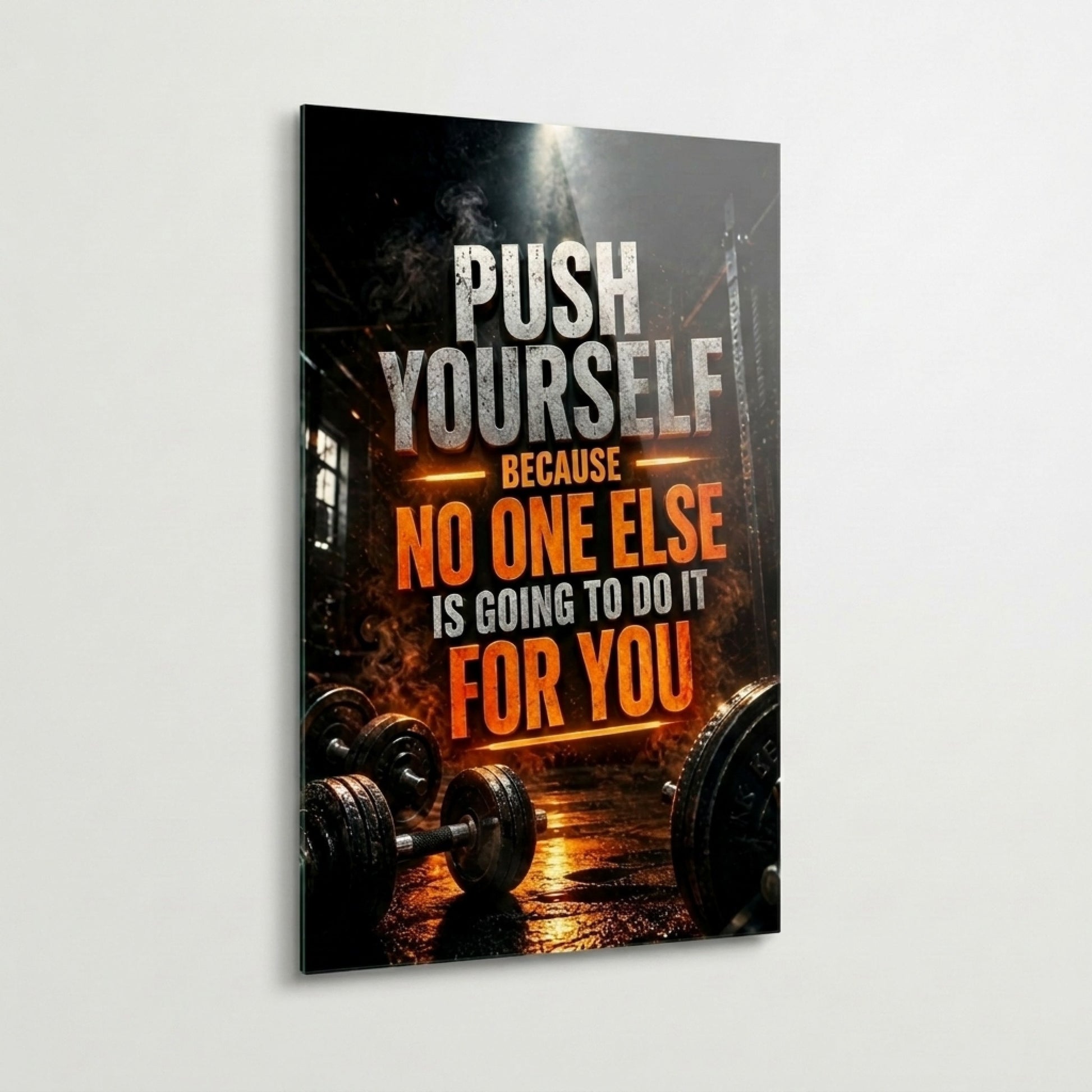 Push Yourself Motivasyon Tablosu Dikey Cam Tablo
