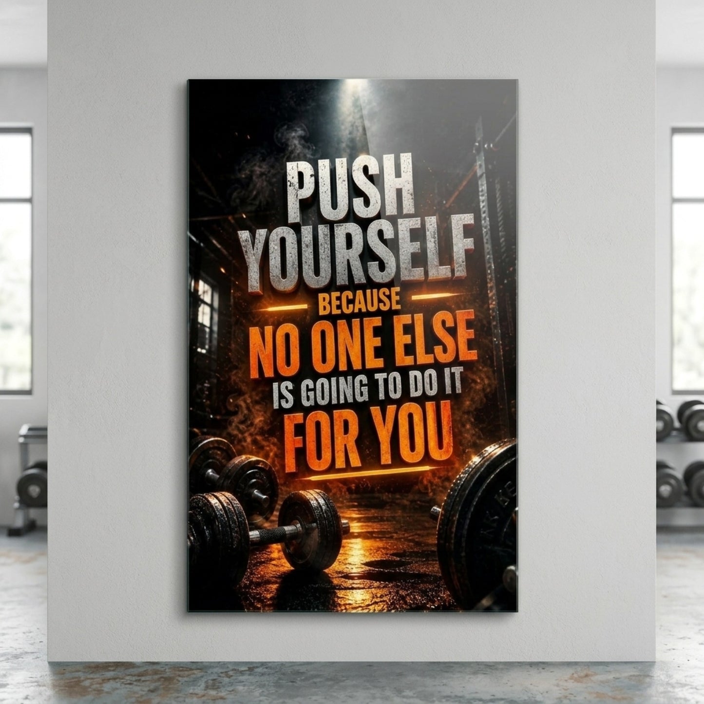 Push Yourself Motivasyon Tablosu Dikey Cam Tablo