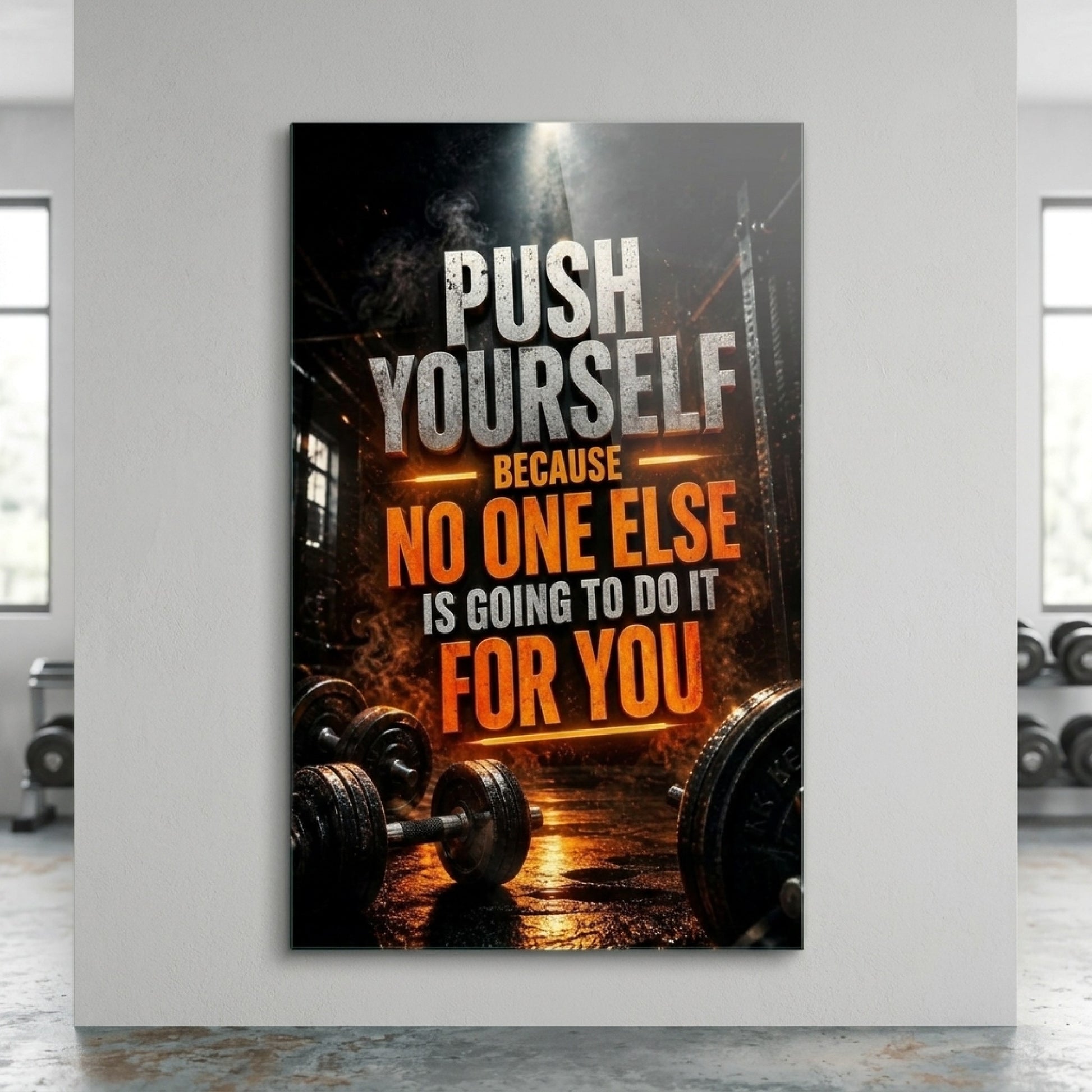 Push Yourself Motivasyon Tablosu Dikey Cam Tablo
