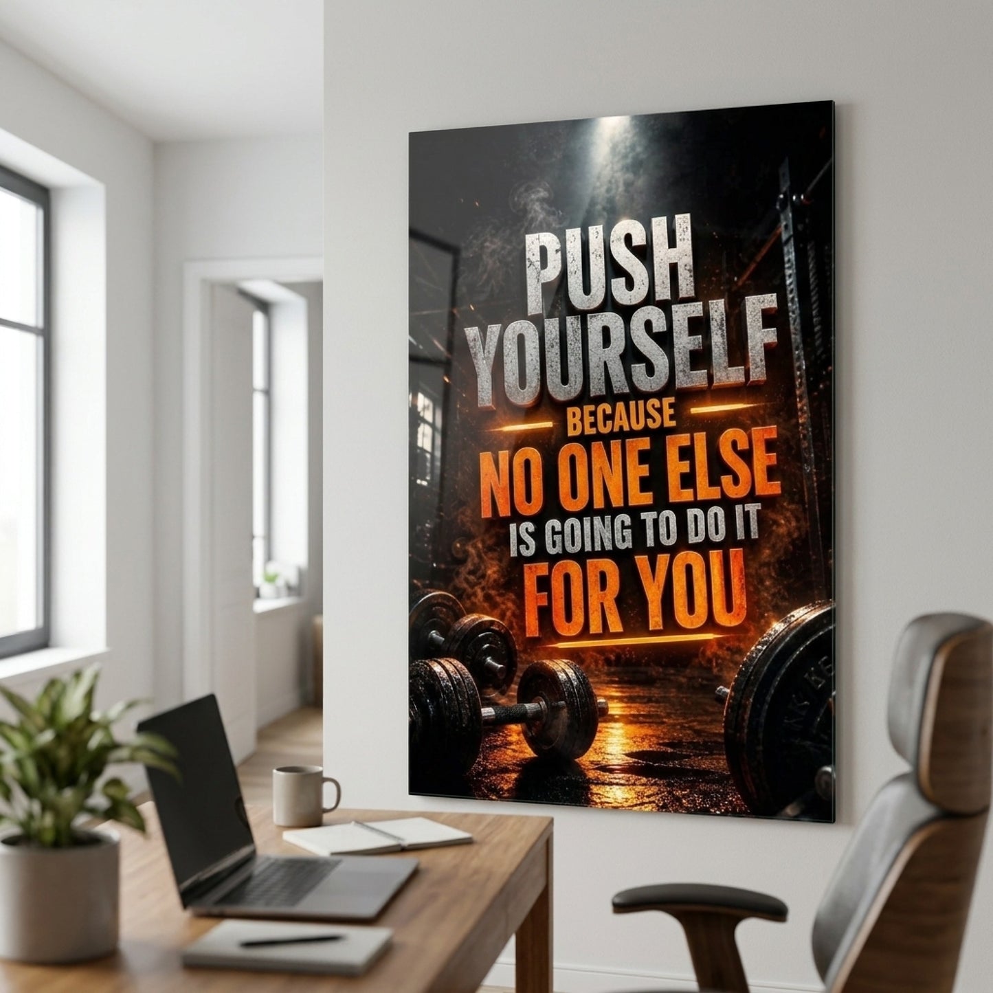 Push Yourself Motivasyon Tablosu Dikey Cam Tablo