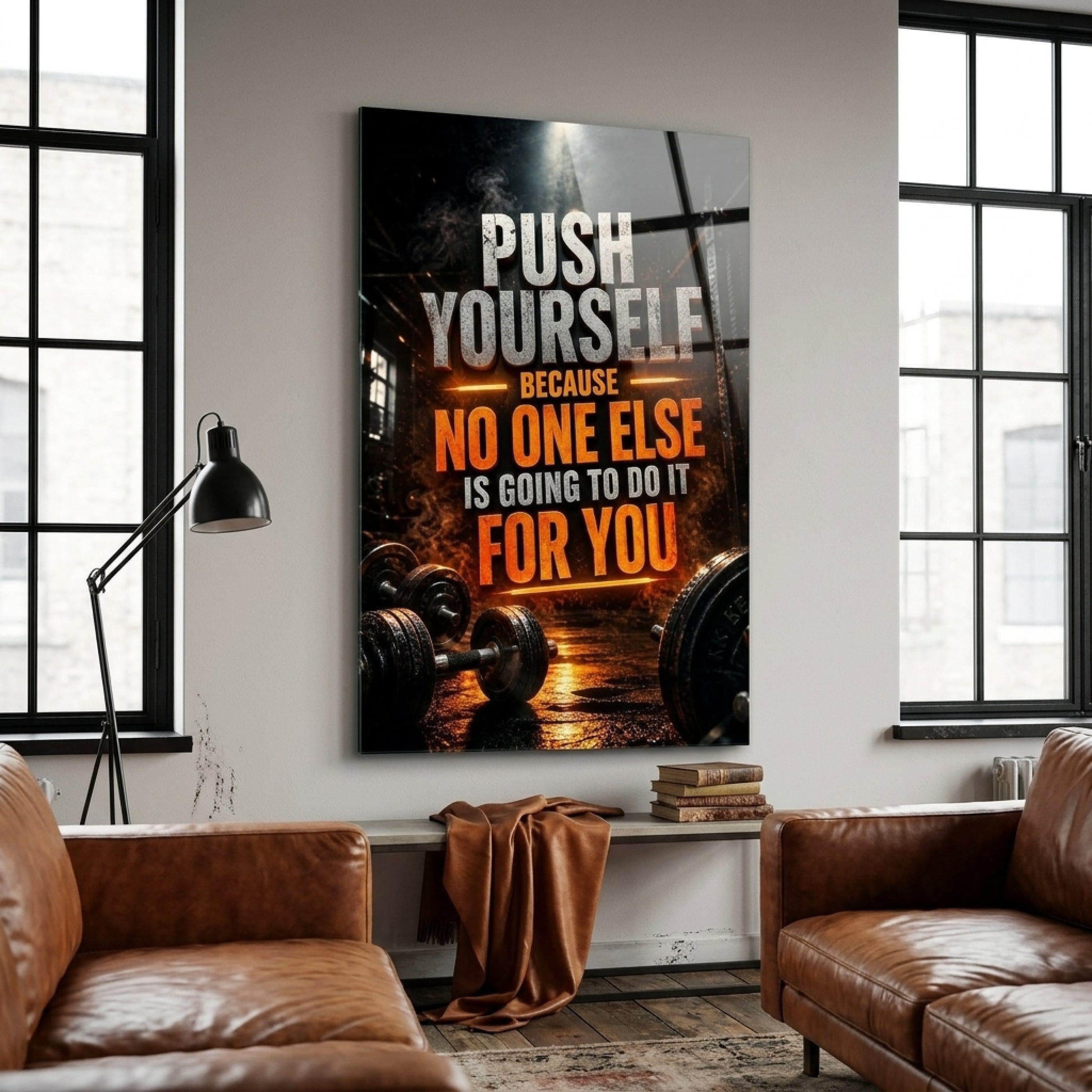 Push Yourself Motivasyon Tablosu Dikey Cam Tablo