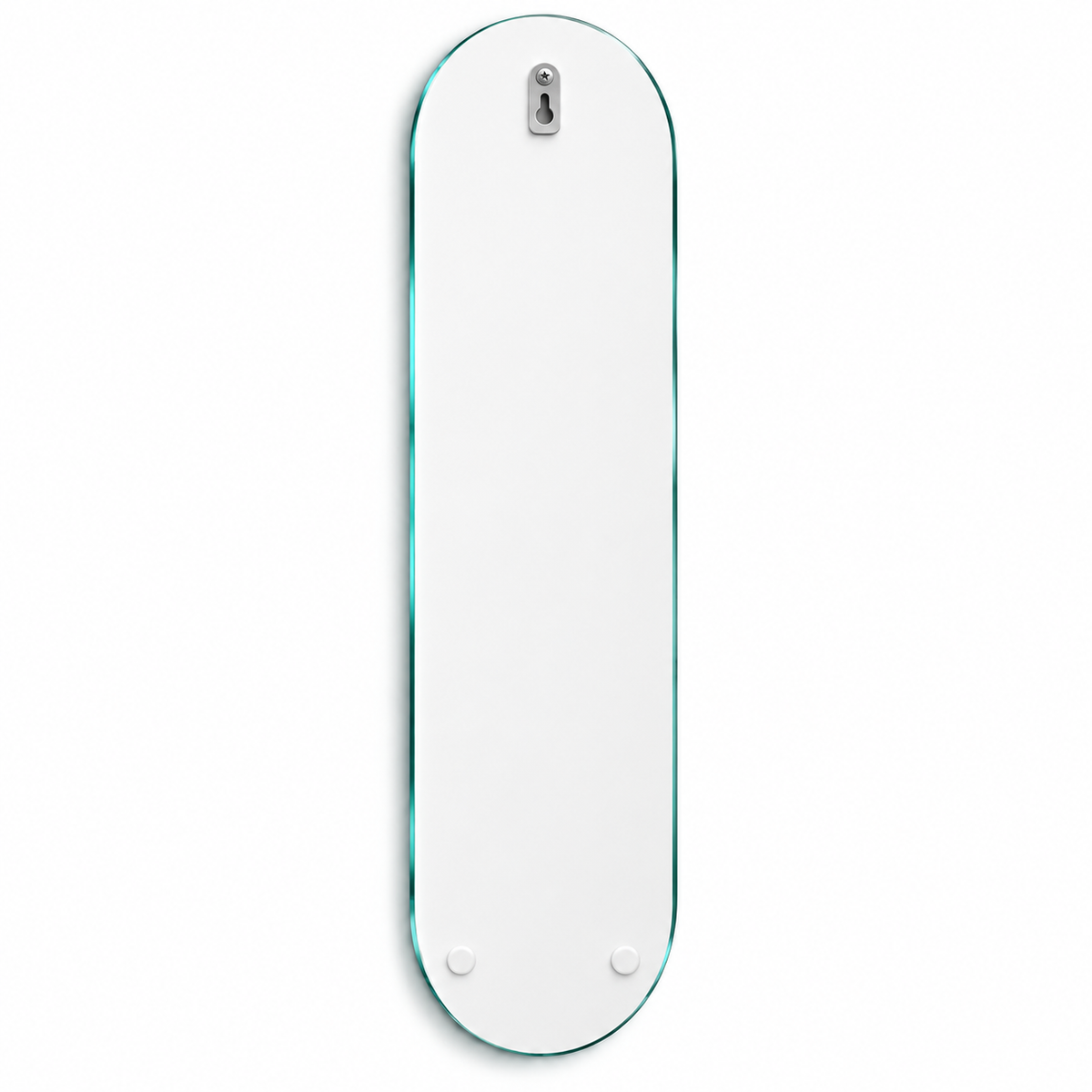 Skate Board cam tablo beyaz arka yüz - üst ortada tek askı ve altta iki tampon