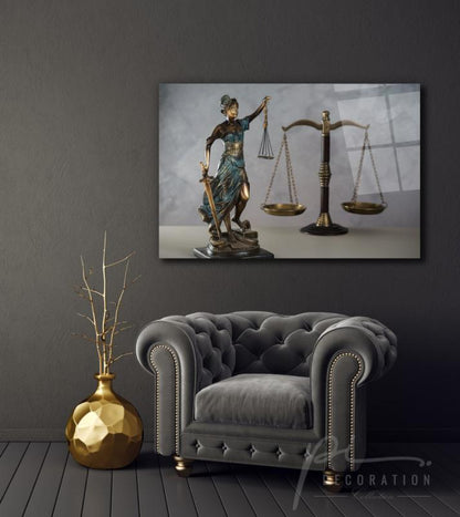Themis Heykeli Yatay Cam Tablo