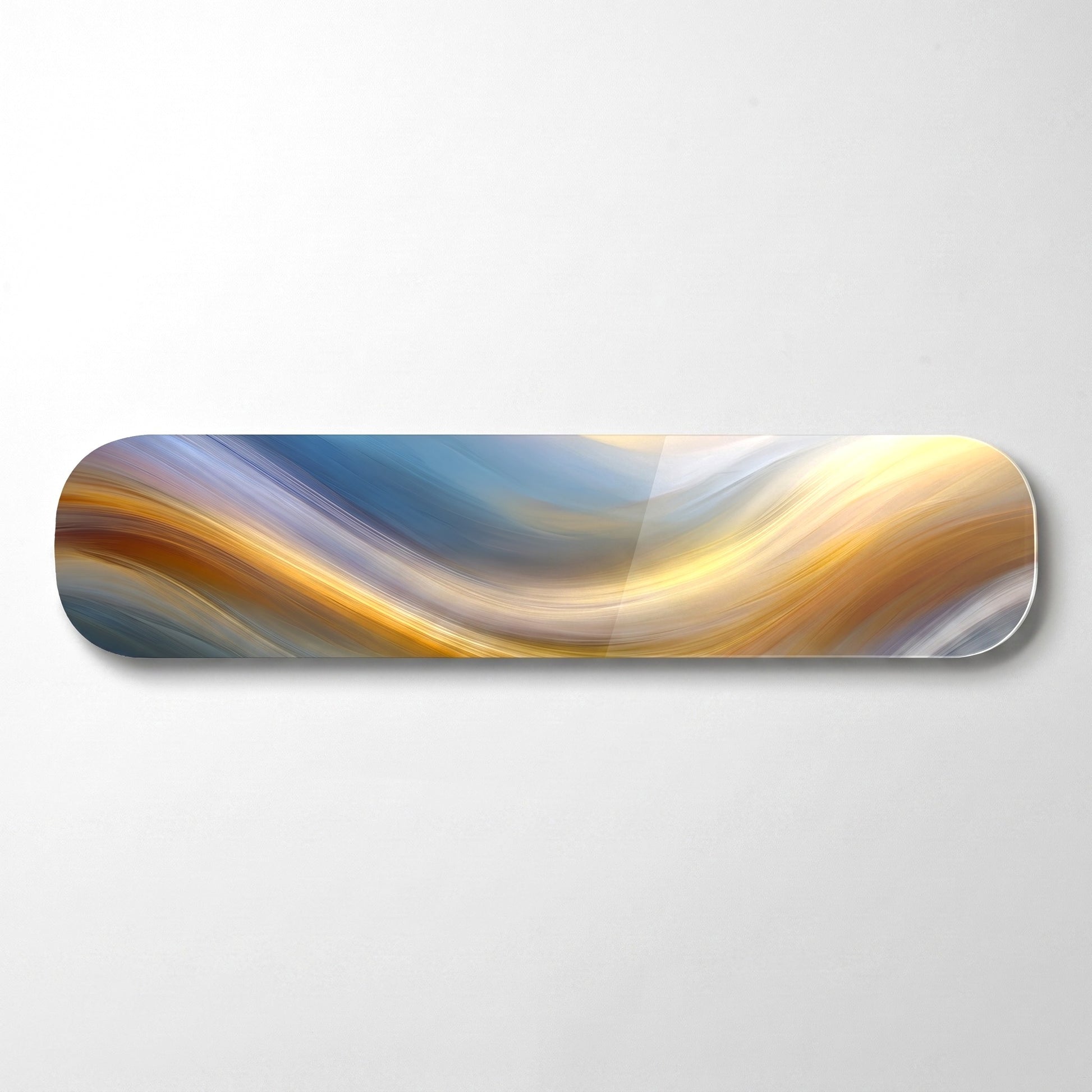 Modern Soyut Dalgalı Çizgili Sanat Skate Board Yatay Cam Tablo