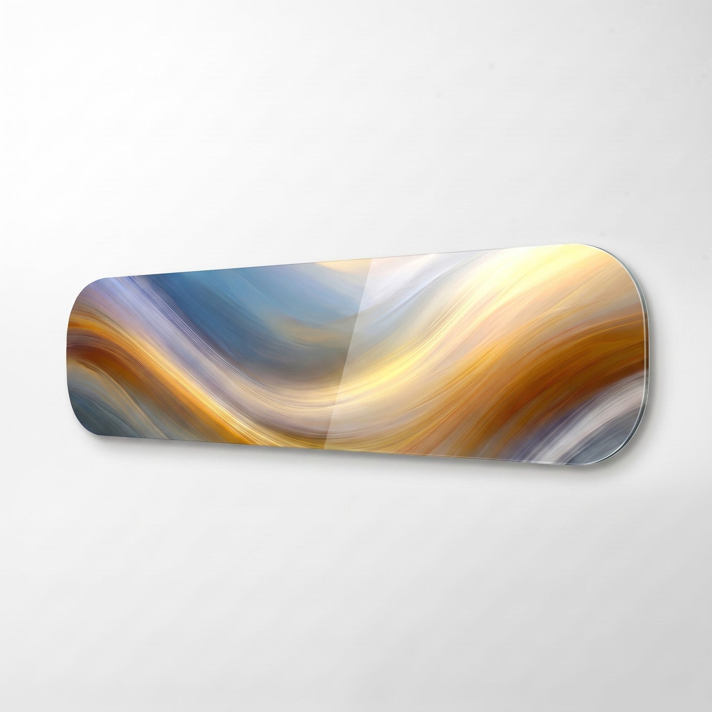 Modern Soyut Dalgalı Çizgili Sanat Skate Board Yatay Cam Tablo