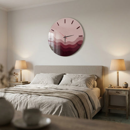 Modern Bordo Tonları Minimal Saat Cam Saat