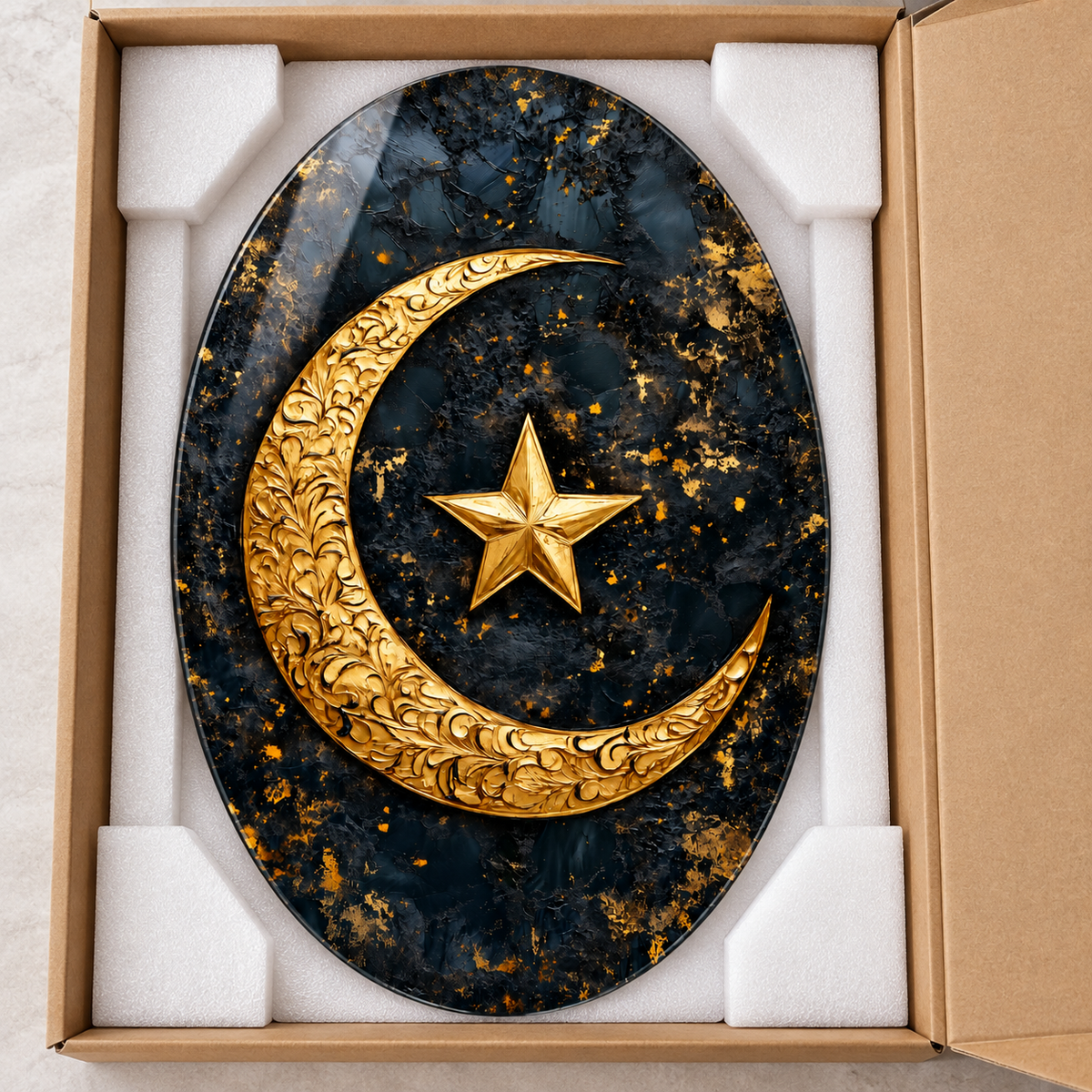 Siyah Zeminde Altın Ay Yıldız - Koruyucu paketleme