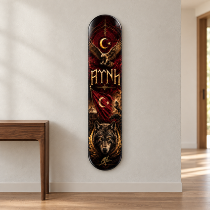 Altın Kartal ve Bozkurt Dikey Skate Board Cam Tablo – Antrede görünüm