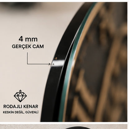 4 mm Ultra Clear temperli cam ve rodajlı ince kenar detayı