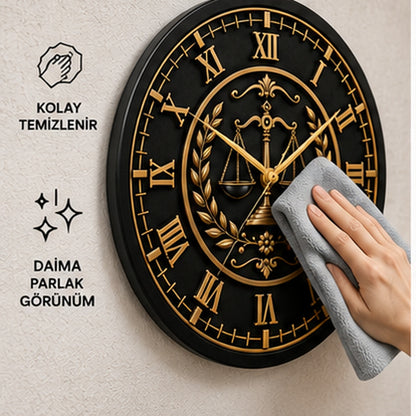 Siyah gold cam duvar saatinin kolay temizlik detayı