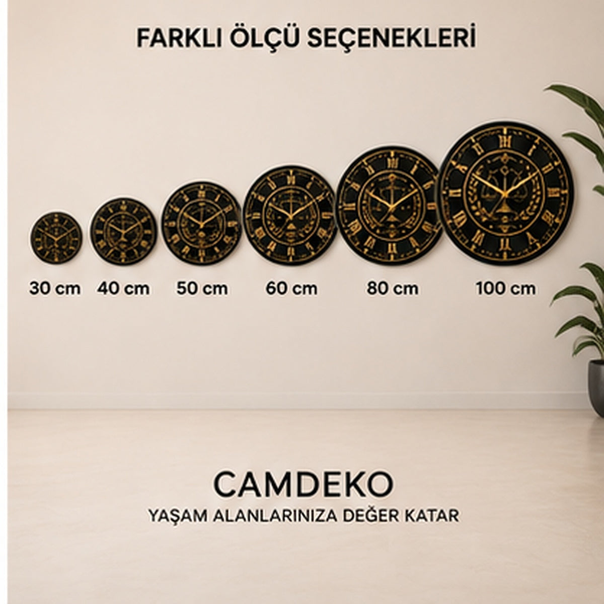 30 40 50 60 80 ve 100 cm saat ölçü seçenekleri