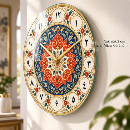 Cam duvar saatinin duvardan yaklaşık 2 cm yüzer görünümü