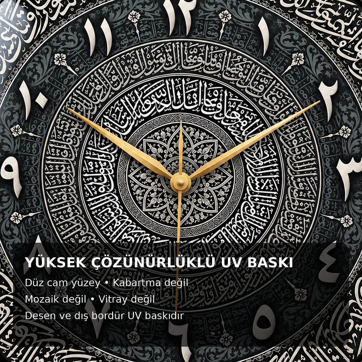 Düz cam yüzey üzerine yüksek çözünürlüklü UV baskı detayı