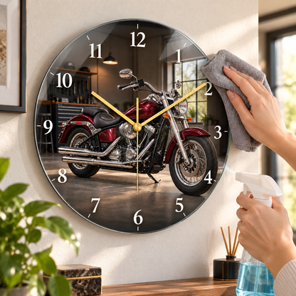 Bordo motosiklet cam duvar saati kolay temizlik