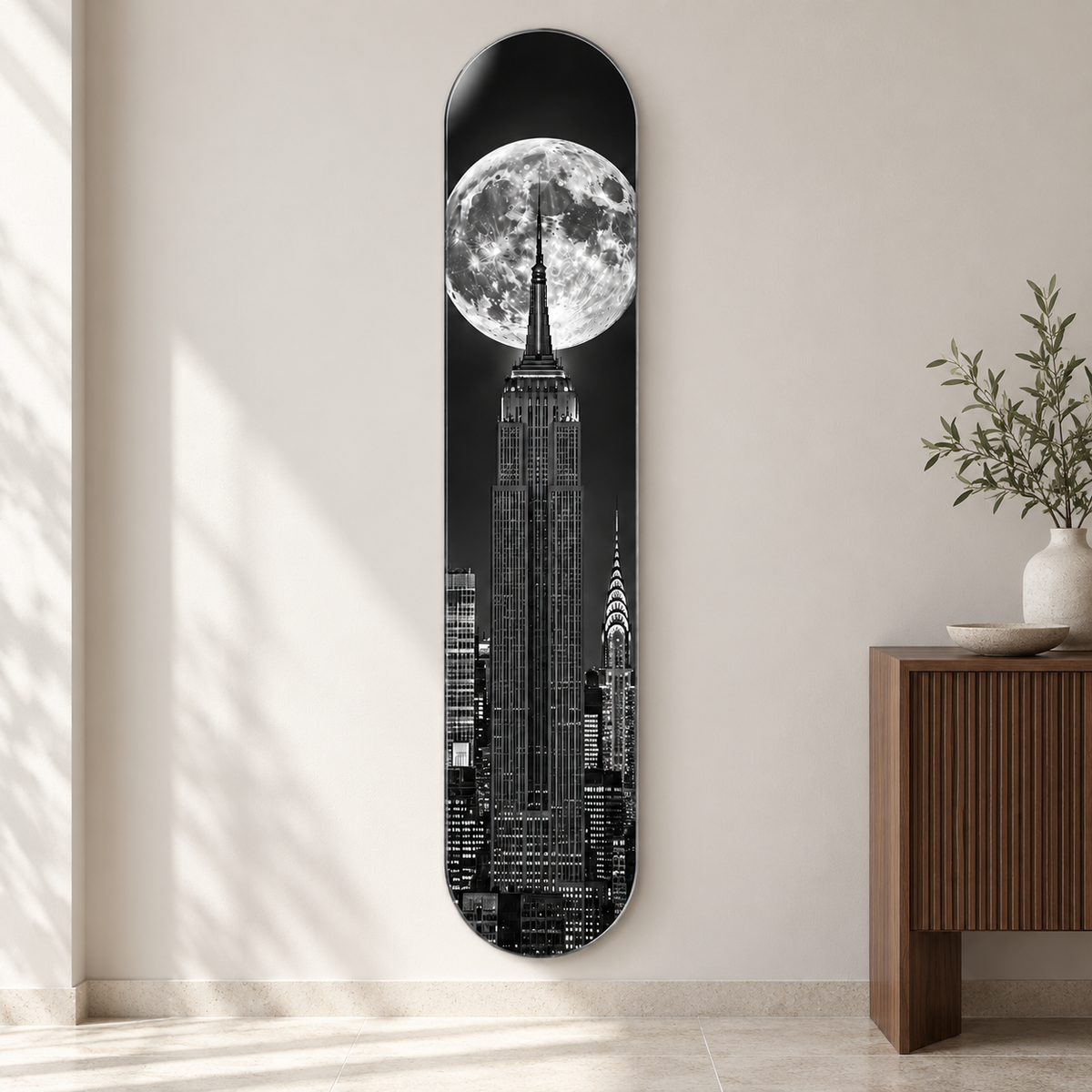 Dolunay ve New York Dikey Skate Board Cam Tablo — Antre